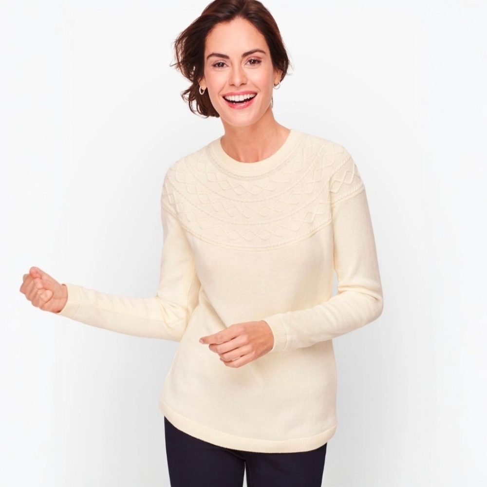 Talbots Ivory Sweater Crewneck PXL NWT Soft Classic
